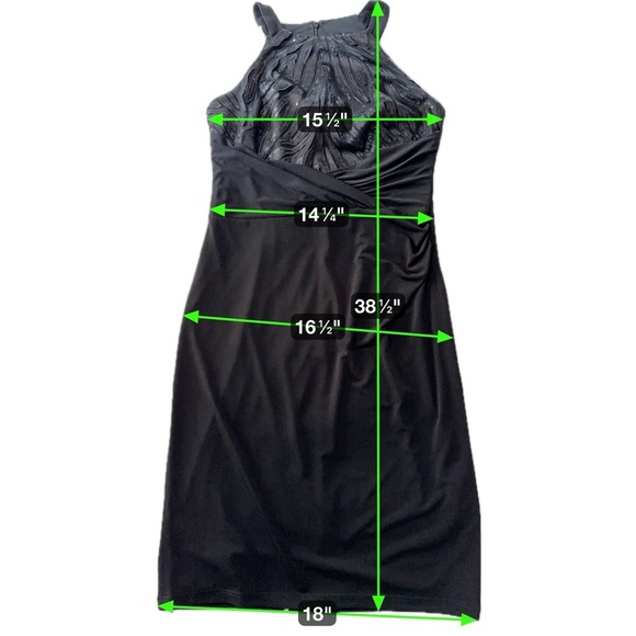 David Meister Black Sequin Bodice Cocktail Sheath Dress Size 6 (EUC) - Picture 13 of 16